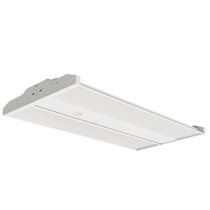 Image of ECO-LHB Linear High Bay with selectable lumen output and color temperatures, designed for industrial and large commercial lighting.