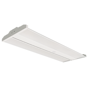 Image of ECO-LHB Linear High Bay with selectable lumen output and color temperatures, designed for industrial and large commercial lighting.