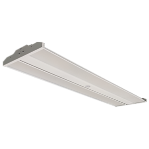 Image of ECO-LHB Linear High Bay with selectable lumen output and color temperatures, designed for industrial and large commercial lighting.