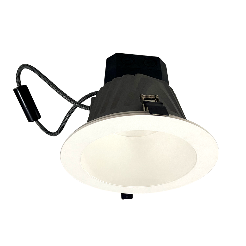 ECO-BRK-8A-LKFS 8-inch LED architectural downlight with selectable color temperatures and lumen output, designed for commercial and industrial applications.