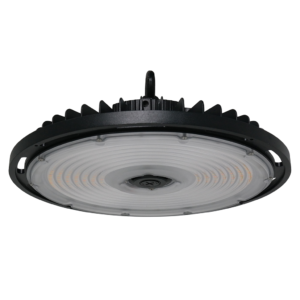 Image of ECO-RHB Round High Bay Luminaire with selectable lumen output and color temperatures, designed for industrial and commercial spaces.