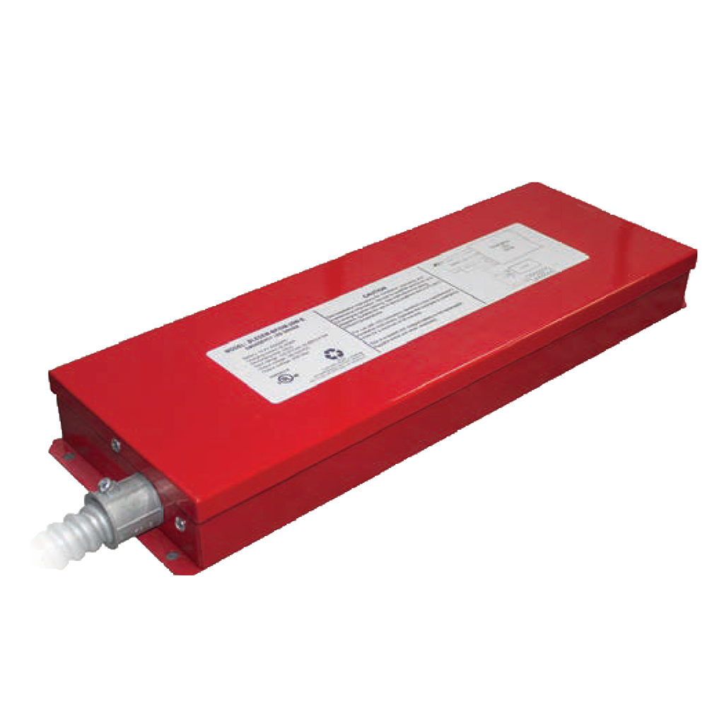 Emergency LED driver with 20W output, full lumen maintenance, universal input, and durable steel housing