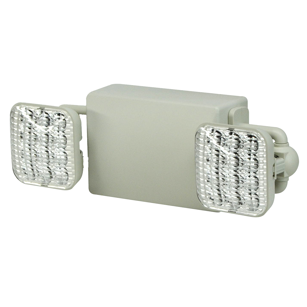 High-output LED emergency light with remote capability, dual voltage, adjustable lamp heads, and high-lumen option