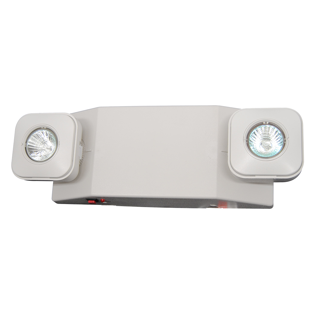 Remote-capable MR-16 emergency lighting unit with halogen/LED lamp options and high-impact thermoplastic housing