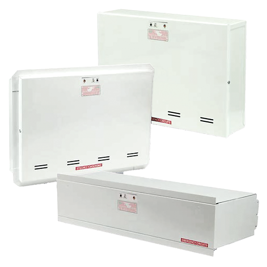 Emergency power inverter with 220W capacity, sinusoidal AC output, and options for surface, recessed, or T-grid mounting