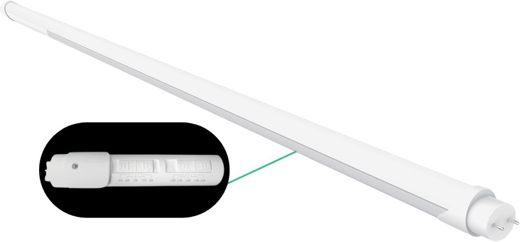 LED T8 Tube Light with Adjustable Wattage and Color Temperature